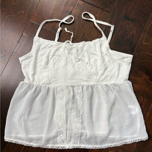 Brandy Melville White Lace Trim Camisole Top